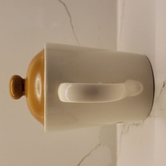 𝅺vintage Tim Horton's Coffee Tea Pot White Brown lid 5"h x 9"w - Picture 4 of 11